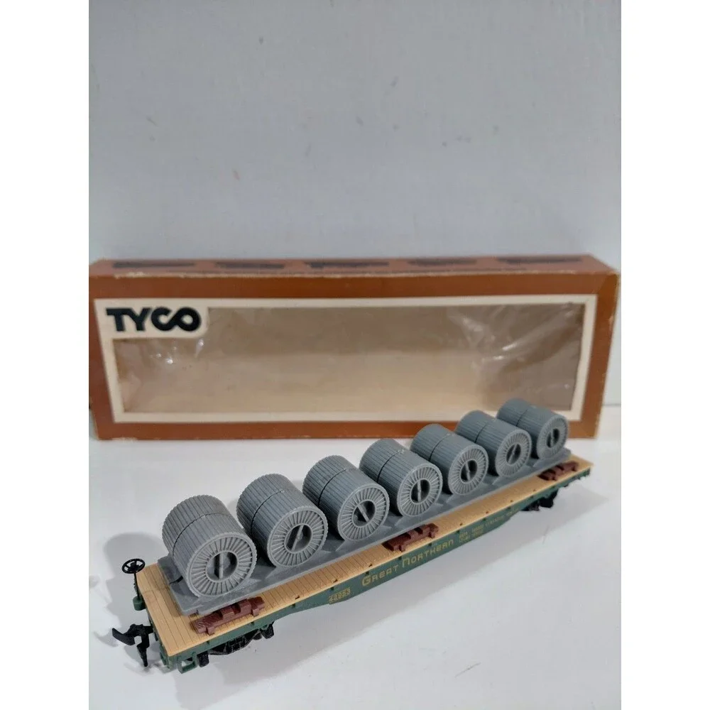 Tyco 335: 300 HO Gauge Model Railroad Great Northern Flat & Cable Load w/Box